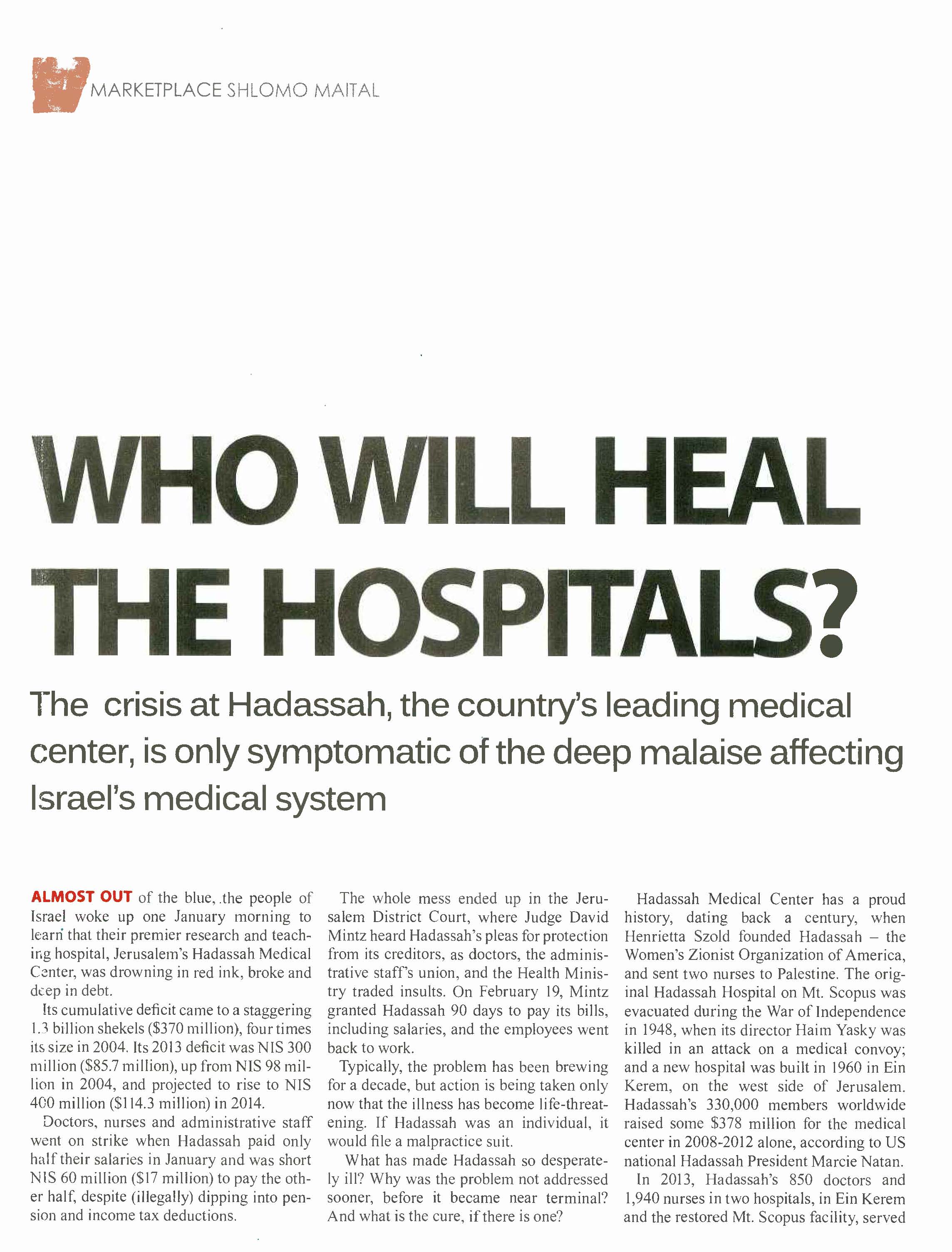 Who Will Heal the Hospitals?