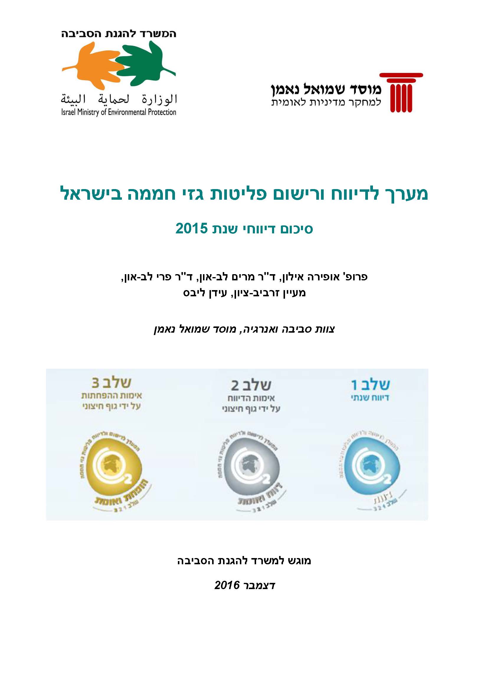 Greenhouse Gas Emissions Reporting and Registration System in Israel: Summary of Reports for 2015