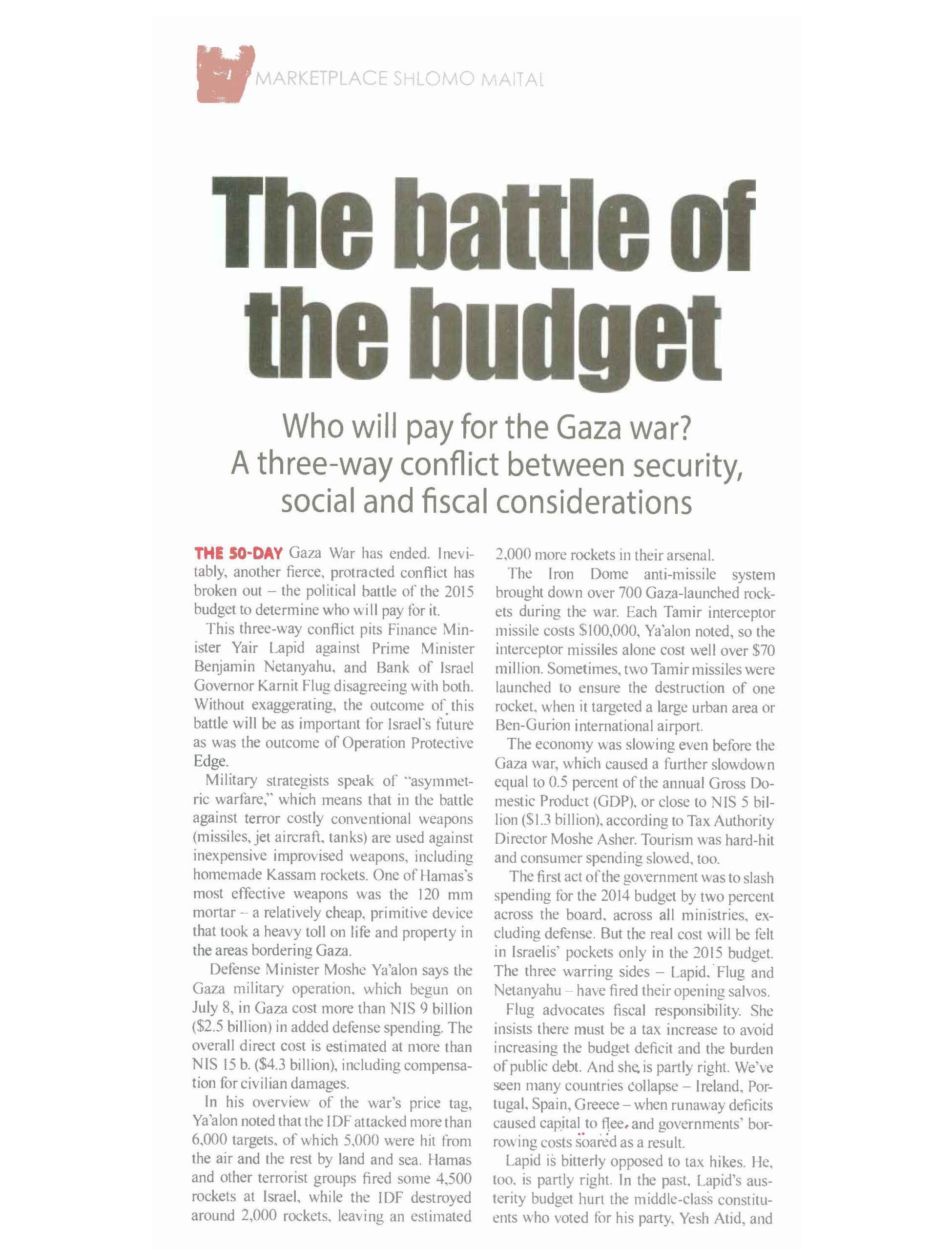 The battle of the budget - Samuel Neaman Institute