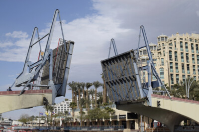Opened bridge on Eilat promenade